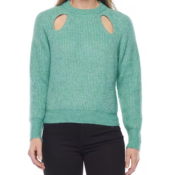 Worthington Sweaters - Worthington Light Green Ribbed Sweater